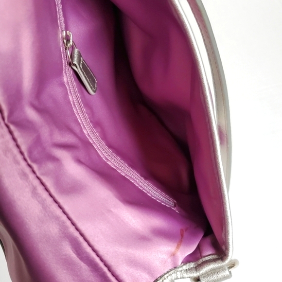 Coach Soho Op Art Scarf Print Crossbody Purse Purple Silver - Picture 7 of 9